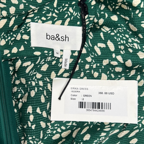 Ba&sh Erika Dress in Green Dot NWT Size 2, Medium - Picture 11 of 12